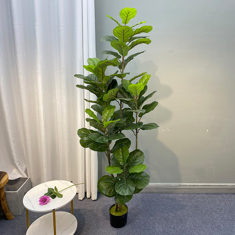 Home Office Layout - 59インチの大きなficusツリー人工植物偽の木プラスチック製のbanleafs本物のタッチバンツリー葉ホームオフィスショップの装飾