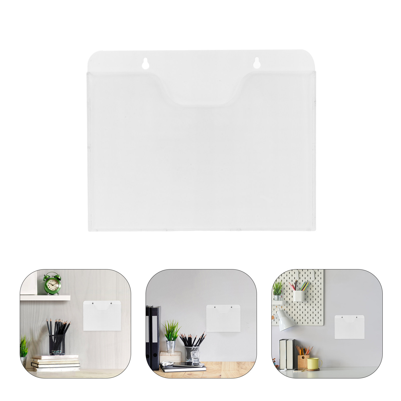 Document Holder Stand - オフィス用パンフレット整理、小売店用ディスプレイラック、A4サイズのチラシや書類を立てて置ける、透明アクリル製の壁掛け式文具ホルダー2個セット。