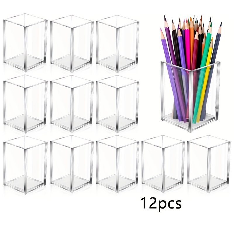 Home Office Work Table - 12個入り クリアアクリル製 化粧ブラシ収納ホルダー オーガナイザー オフィス 学校用