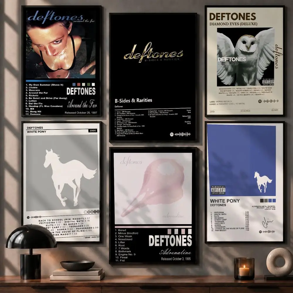 Home Office Room Inspiration - レトロな雰囲気のバンドをテーマにした壁飾り。D-Deftonesのポスター、高画質の壁ステッカー。玄関、リビング、寝室、バー、オフィスなど、ご自宅の様々な場所に飾るのに最適。