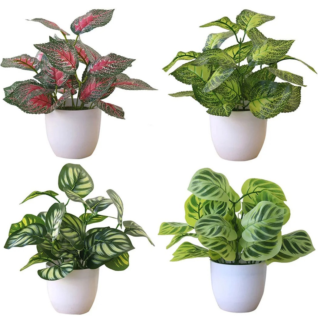 Home Office Layout - 1PC 人工観葉植木鉢盆栽パーティーモールホームデスクトップオフィス装飾小さな盆栽造花鉢植え家の装飾