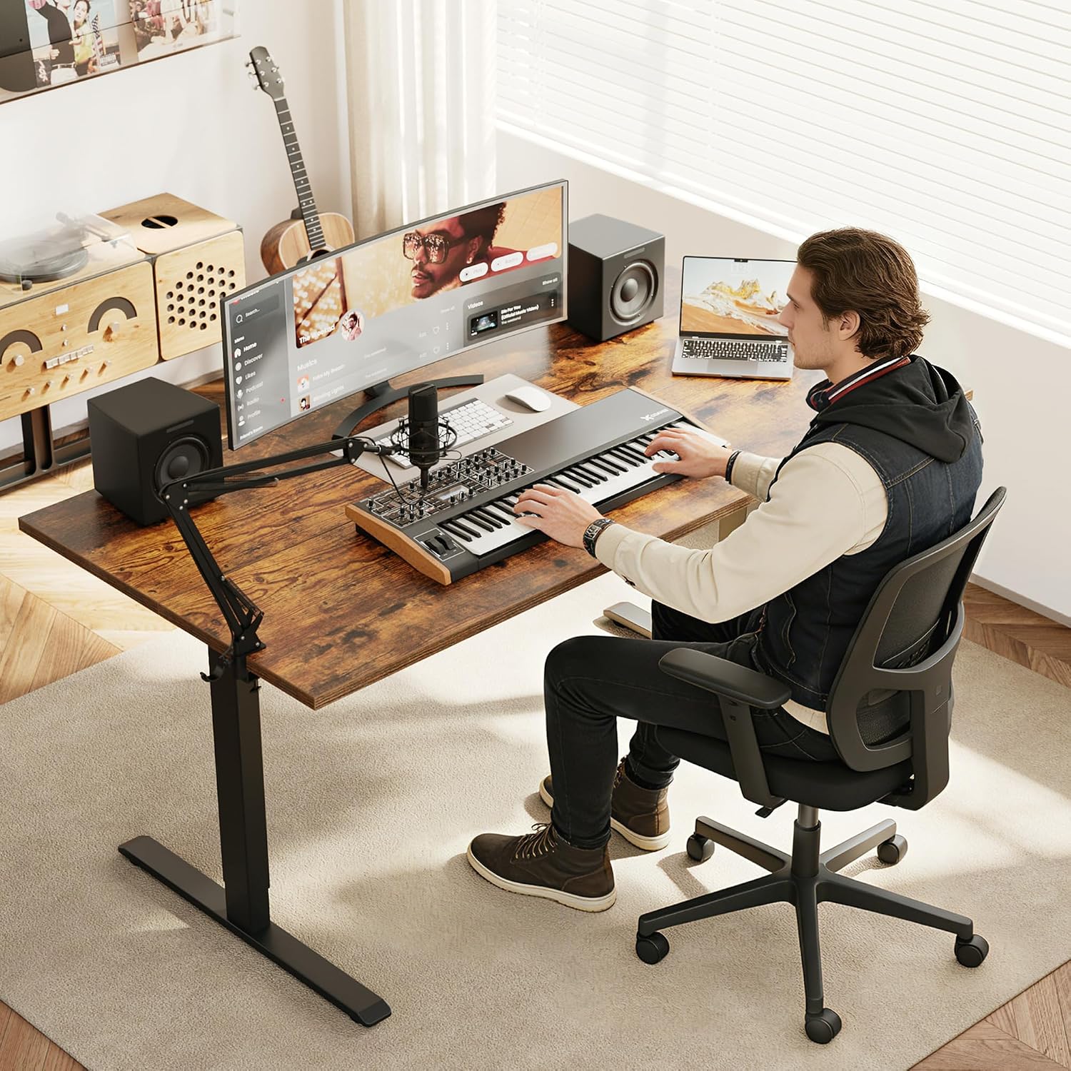 電動スタンディングデスク、55 x 28インチの高さ調節可能 - Home Office Work Table のレビューと価格