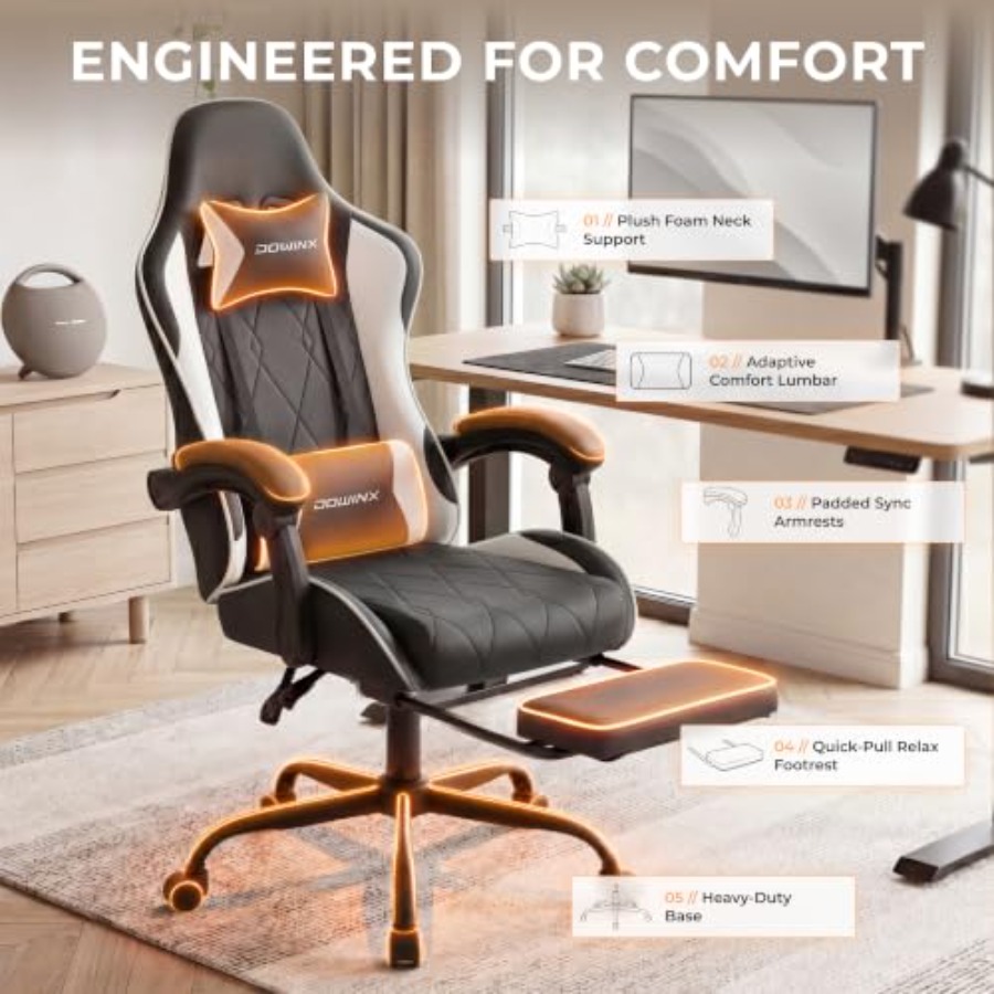 フットレスト付きゲーミングチェア。人間工学に基づいたデザイン - Ergonomic Office Chair のレビューと価格