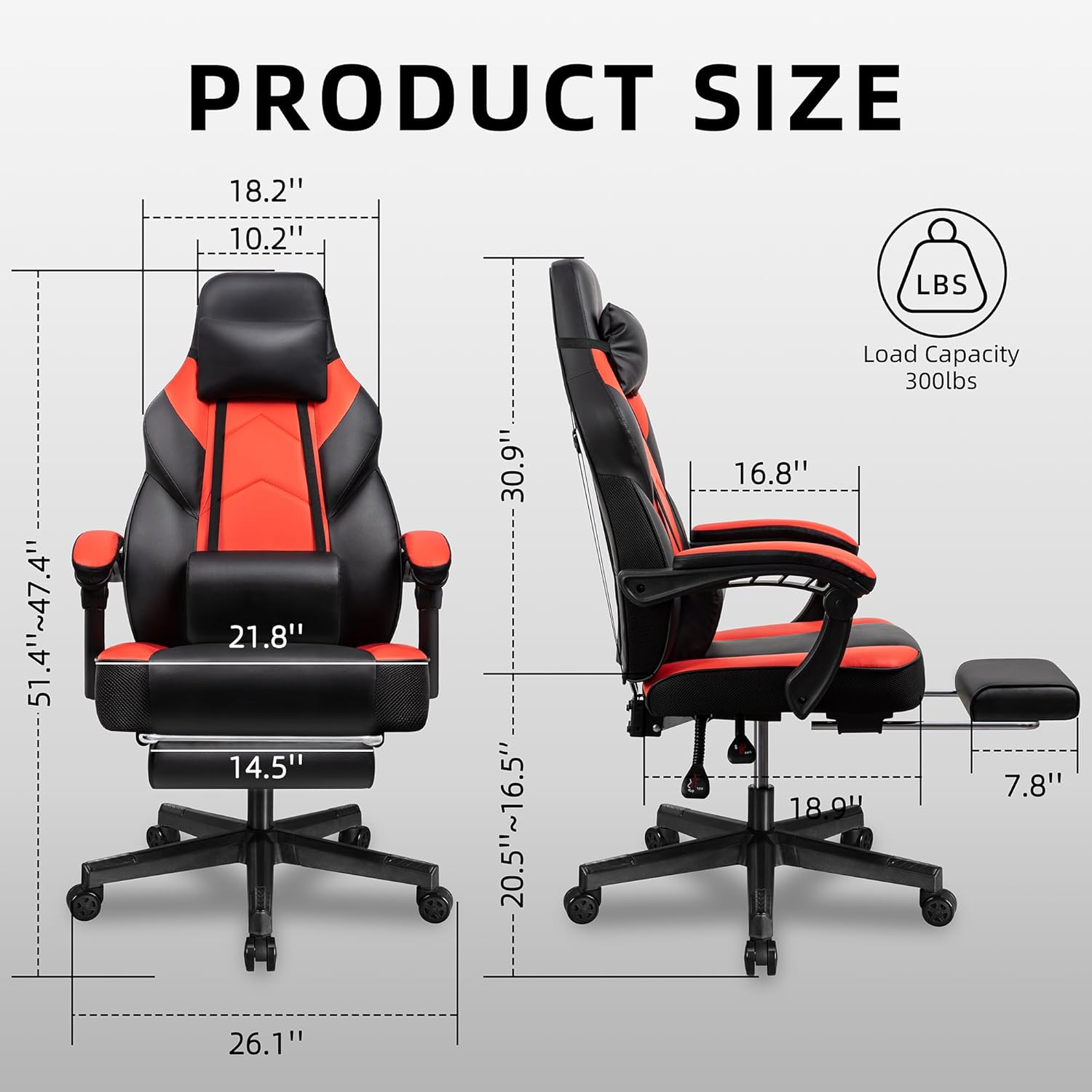 フットレスト付きゲーミングチェア、マッサージランバーサポート - Ergonomic Office Chair のレビューと価格