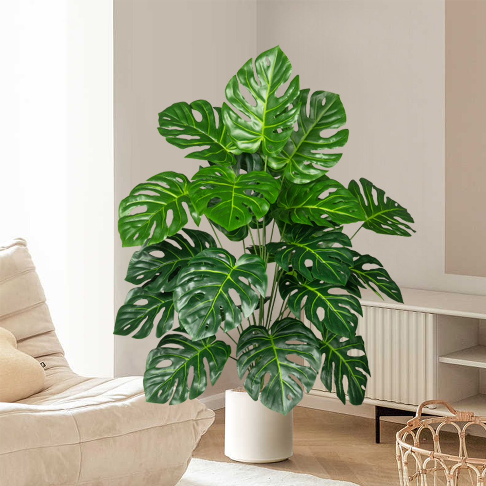 70-100 センチメートル人工モンステラツリー偽ヤシの植物 - Home Office Layout のレビューと価格