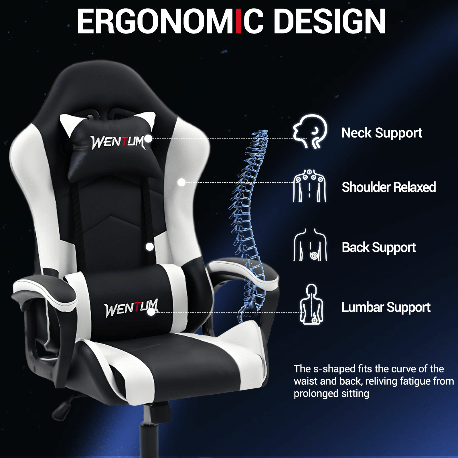 人間工学に基づいたゲーミングチェア、レーシングスタイルのオフ - Ergonomic Office Chair のレビューと価格